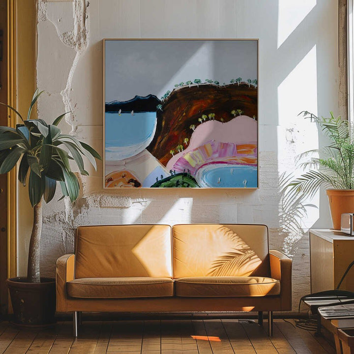 Colorful Coastal Bay - Square Stretched Canvas, Poster or Fine Art Print by Angela Hawkey - I Heart Wall Art - Poster Print, Canvas Print or Framed Art Print