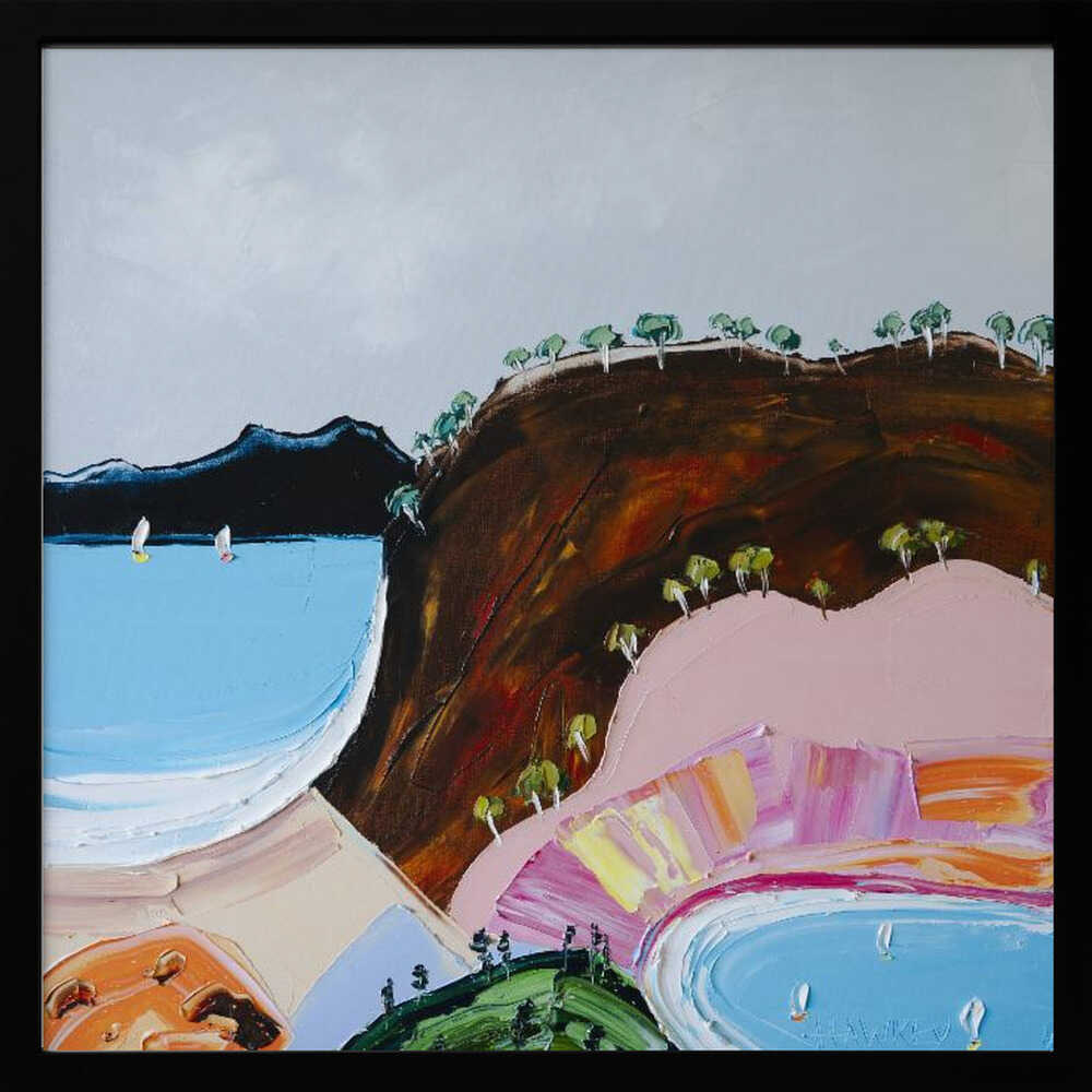 Colorful Coastal Bay - Square Stretched Canvas, Poster or Fine Art Print by Angela Hawkey - I Heart Wall Art - Poster Print, Canvas Print or Framed Art Print