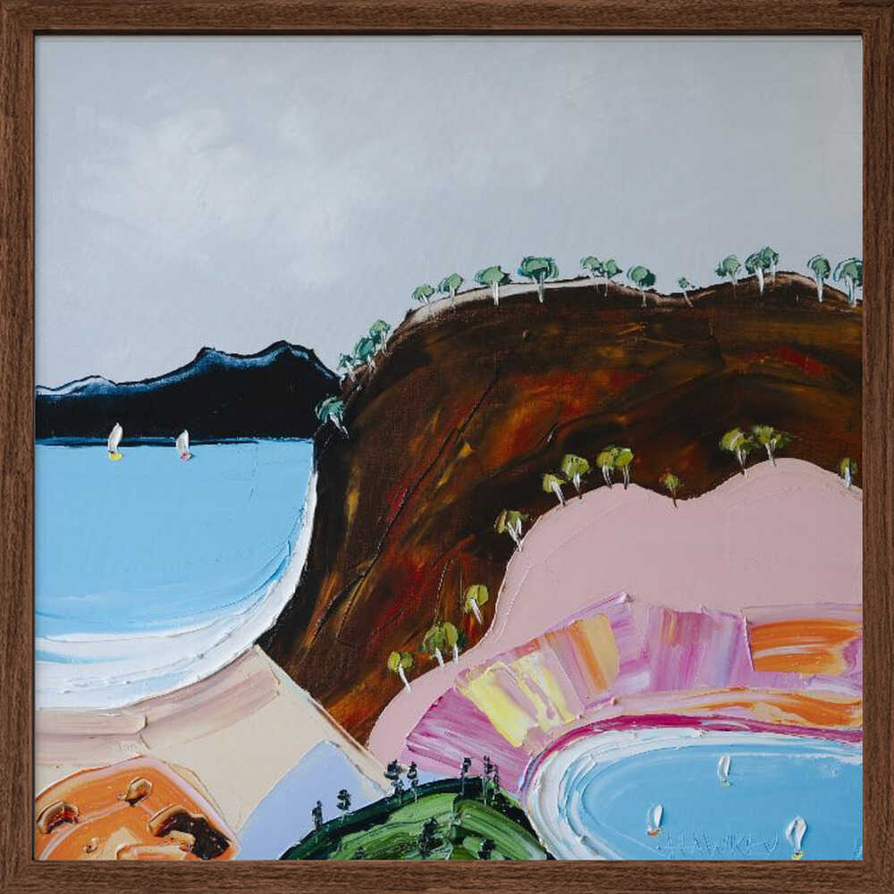 Colorful Coastal Bay - Square Stretched Canvas, Poster or Fine Art Print by Angela Hawkey - I Heart Wall Art - Poster Print, Canvas Print or Framed Art Print