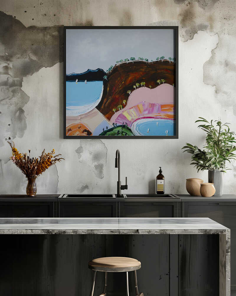 Colorful Coastal Bay - Square Stretched Canvas, Poster or Fine Art Print by Angela Hawkey - I Heart Wall Art - Poster Print, Canvas Print or Framed Art Print