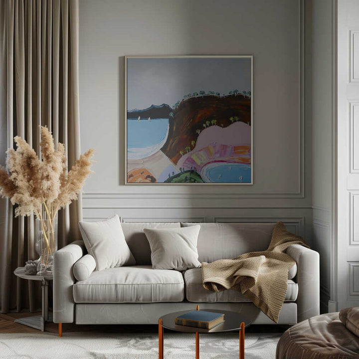 Colorful Coastal Bay - Square Stretched Canvas, Poster or Fine Art Print by Angela Hawkey - I Heart Wall Art - Poster Print, Canvas Print or Framed Art Print