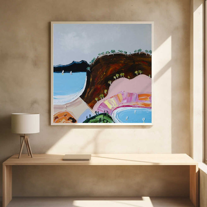 Colorful Coastal Bay - Square Stretched Canvas, Poster or Fine Art Print by Angela Hawkey - I Heart Wall Art - Poster Print, Canvas Print or Framed Art Print