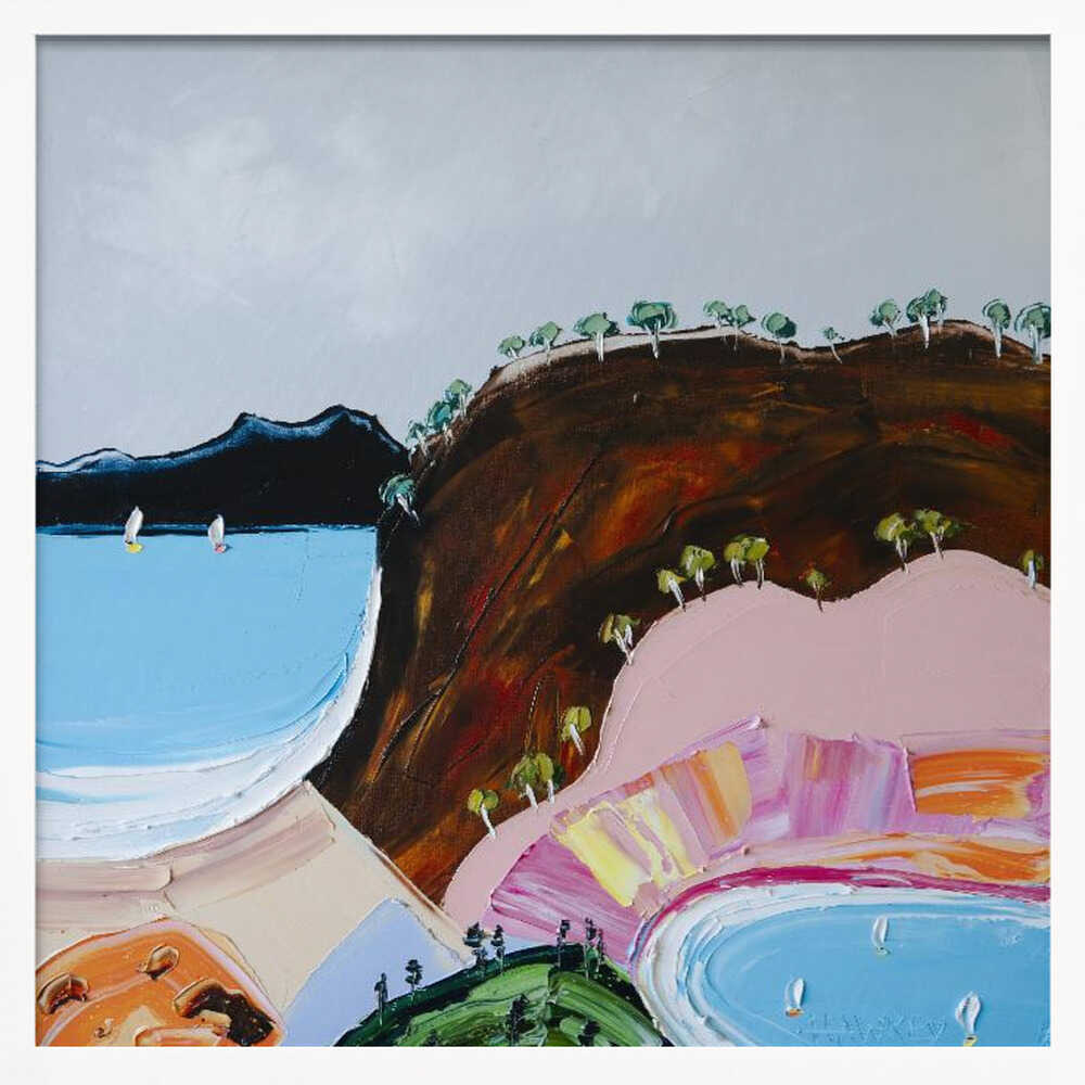 Colorful Coastal Bay - Square Stretched Canvas, Poster or Fine Art Print by Angela Hawkey - I Heart Wall Art - Poster Print, Canvas Print or Framed Art Print