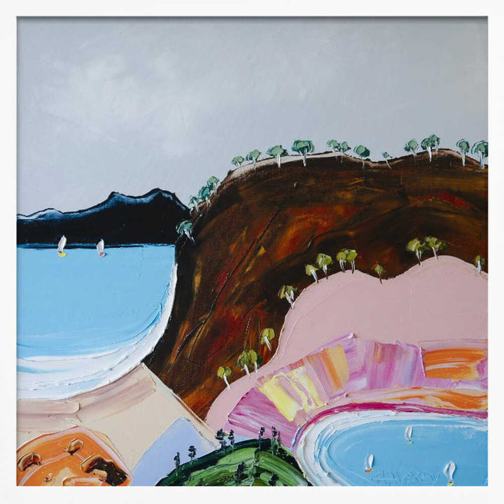 Colorful Coastal Bay - Square Stretched Canvas, Poster or Fine Art Print by Angela Hawkey - I Heart Wall Art - Poster Print, Canvas Print or Framed Art Print