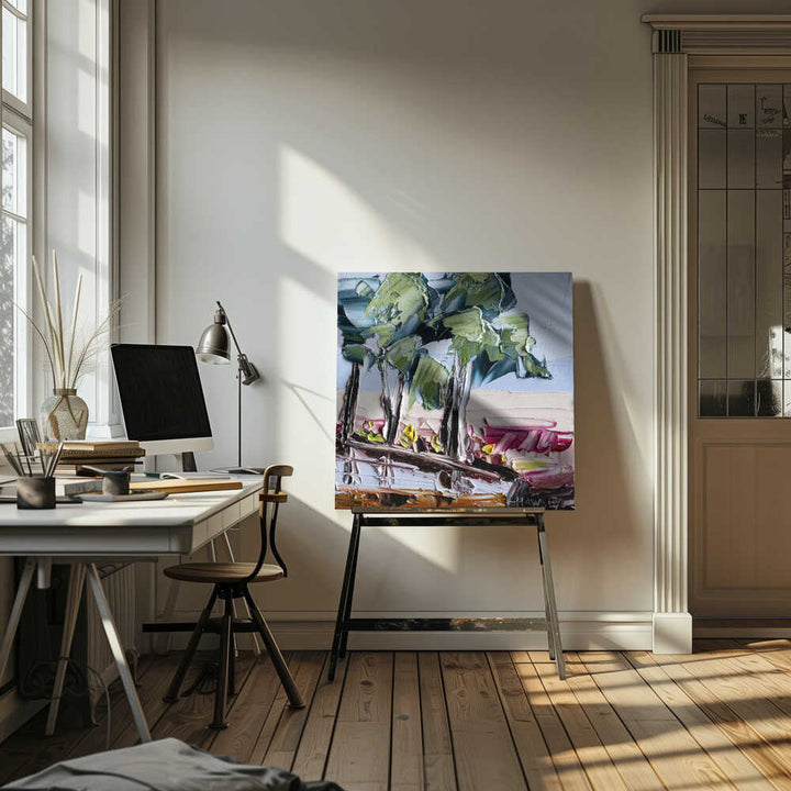 Colorful Eucalyptus Landscape - Square Stretched Canvas, Poster or Fine Art Print by Angela Hawkey - I Heart Wall Art - Poster Print, Canvas Print or Framed Art Print