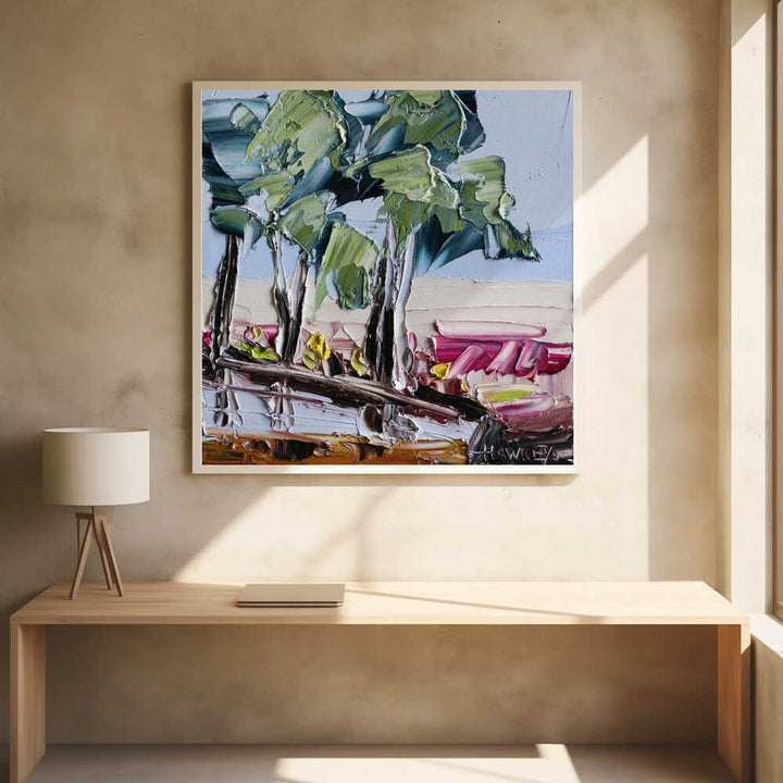 Colorful Eucalyptus Landscape - Square Stretched Canvas, Poster or Fine Art Print by Angela Hawkey - I Heart Wall Art - Poster Print, Canvas Print or Framed Art Print