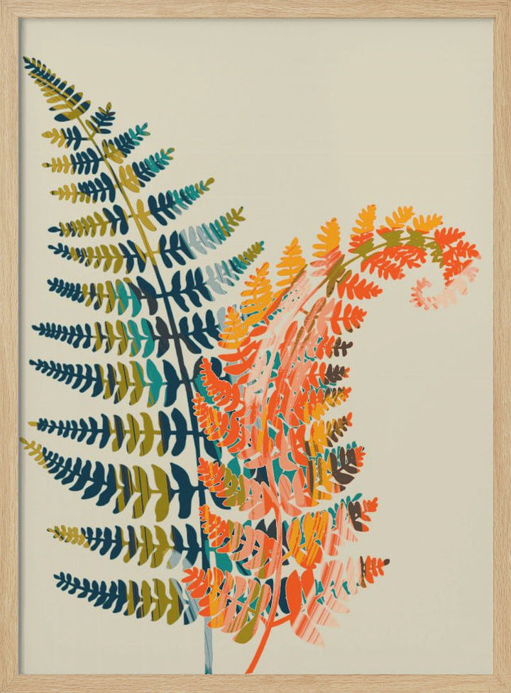 Colorful Fern Leaves - Stretched Canvas, Poster or Fine Art Print I Heart Wall Art