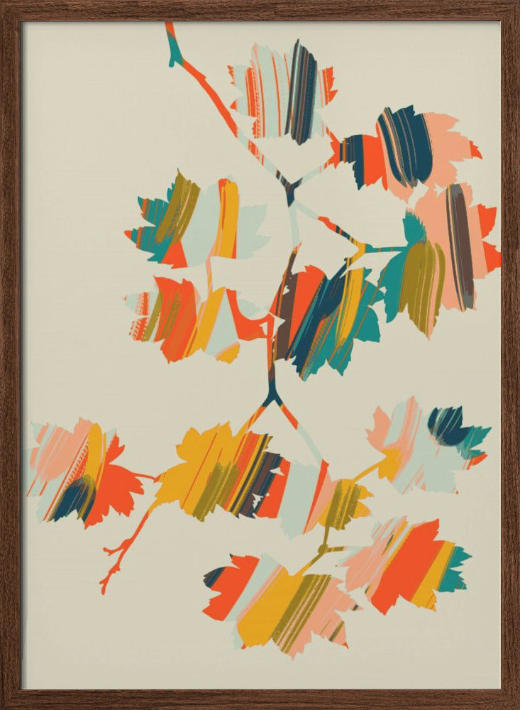 Colorful Hanging Maple Leaves - Stretched Canvas, Poster or Fine Art Print I Heart Wall Art