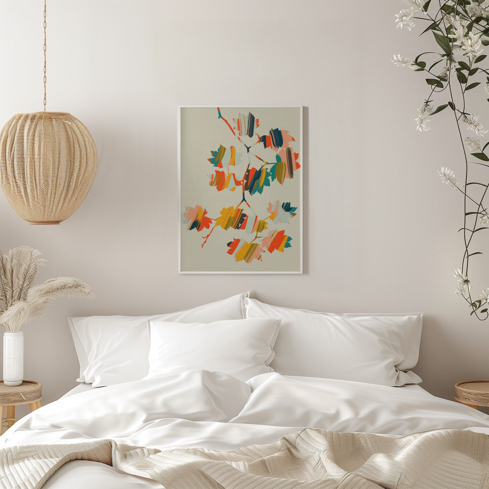 Colorful Hanging Maple Leaves - Stretched Canvas, Poster or Fine Art Print I Heart Wall Art