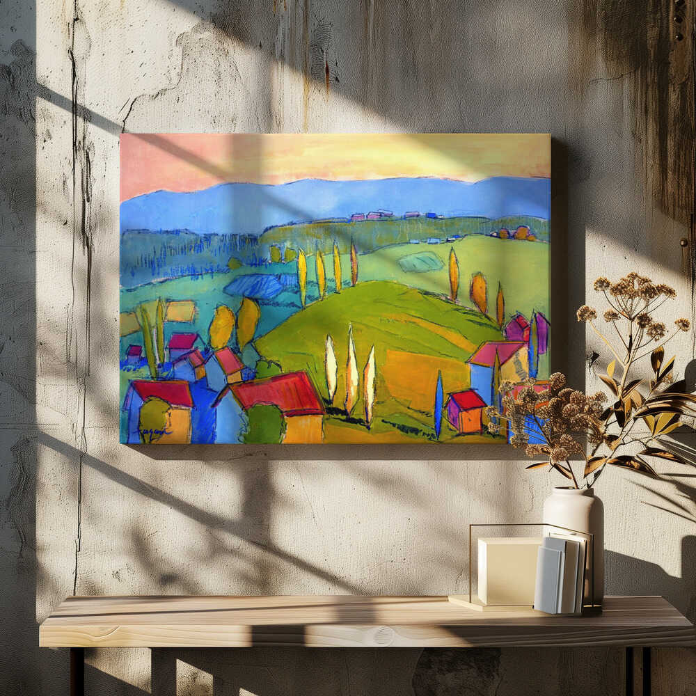 Colorful Hillscape - Stretched Canvas, Poster or Fine Art Print - I Heart Wall Art - Poster Print, Canvas Print or Framed Art Print