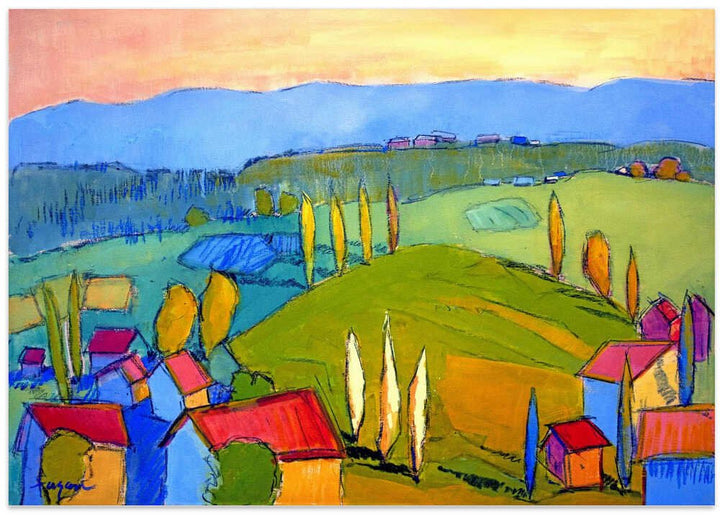 Colorful Hillscape - Stretched Canvas, Poster or Fine Art Print - I Heart Wall Art - Poster Print, Canvas Print or Framed Art Print