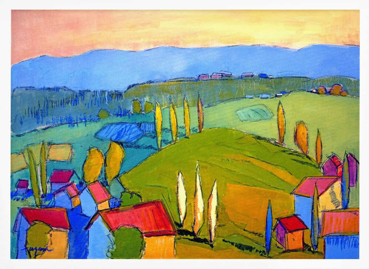 Colorful Hillscape - Stretched Canvas, Poster or Fine Art Print - I Heart Wall Art - Poster Print, Canvas Print or Framed Art Print
