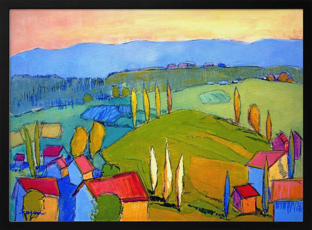 Colorful Hillscape - Stretched Canvas, Poster or Fine Art Print - I Heart Wall Art - Poster Print, Canvas Print or Framed Art Print