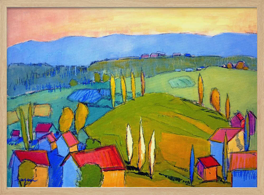 Colorful Hillscape - Stretched Canvas, Poster or Fine Art Print - I Heart Wall Art - Poster Print, Canvas Print or Framed Art Print