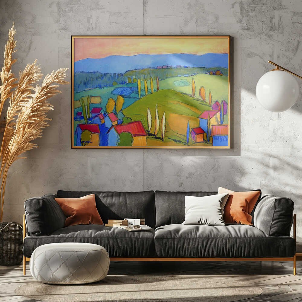 Colorful Hillscape - Stretched Canvas, Poster or Fine Art Print - I Heart Wall Art - Poster Print, Canvas Print or Framed Art Print