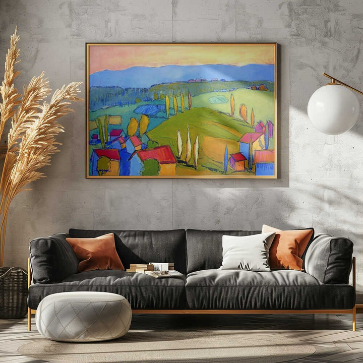 Colorful Hillscape - Stretched Canvas, Poster or Fine Art Print - I Heart Wall Art - Poster Print, Canvas Print or Framed Art Print