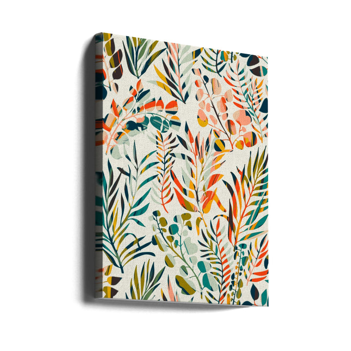 Colorful Leaves Pattern - Stretched Canvas, Poster or Fine Art Print I Heart Wall Art