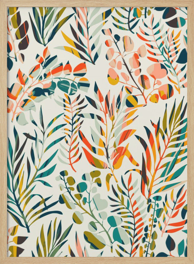 Colorful Leaves Pattern - Stretched Canvas, Poster or Fine Art Print I Heart Wall Art