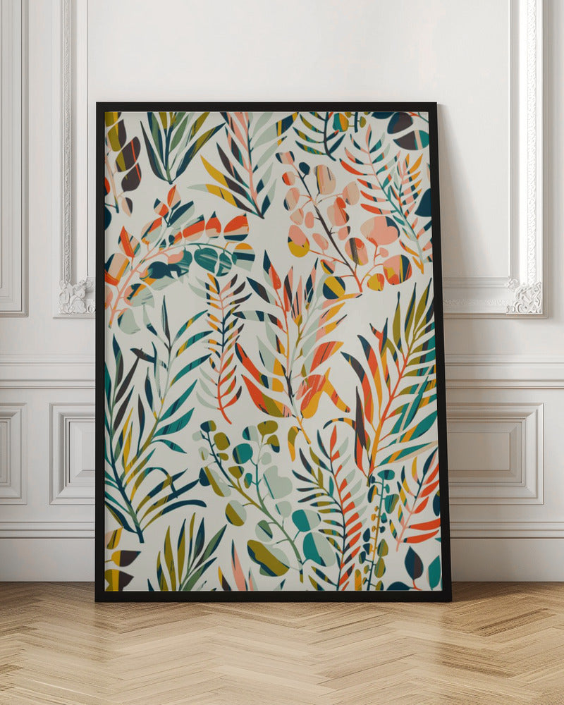 Colorful Leaves Pattern - Stretched Canvas, Poster or Fine Art Print I Heart Wall Art