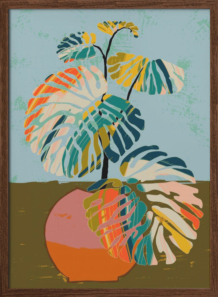 Colorful Monstera Leaves - Stretched Canvas, Poster or Fine Art Print I Heart Wall Art
