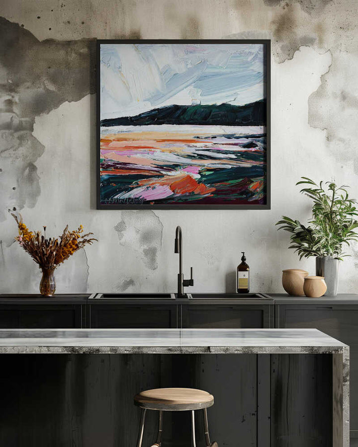 Colorful Textured Seascape - Square Stretched Canvas, Poster or Fine Art Print by Angela Hawkey - I Heart Wall Art - Poster Print, Canvas Print or Framed Art Print