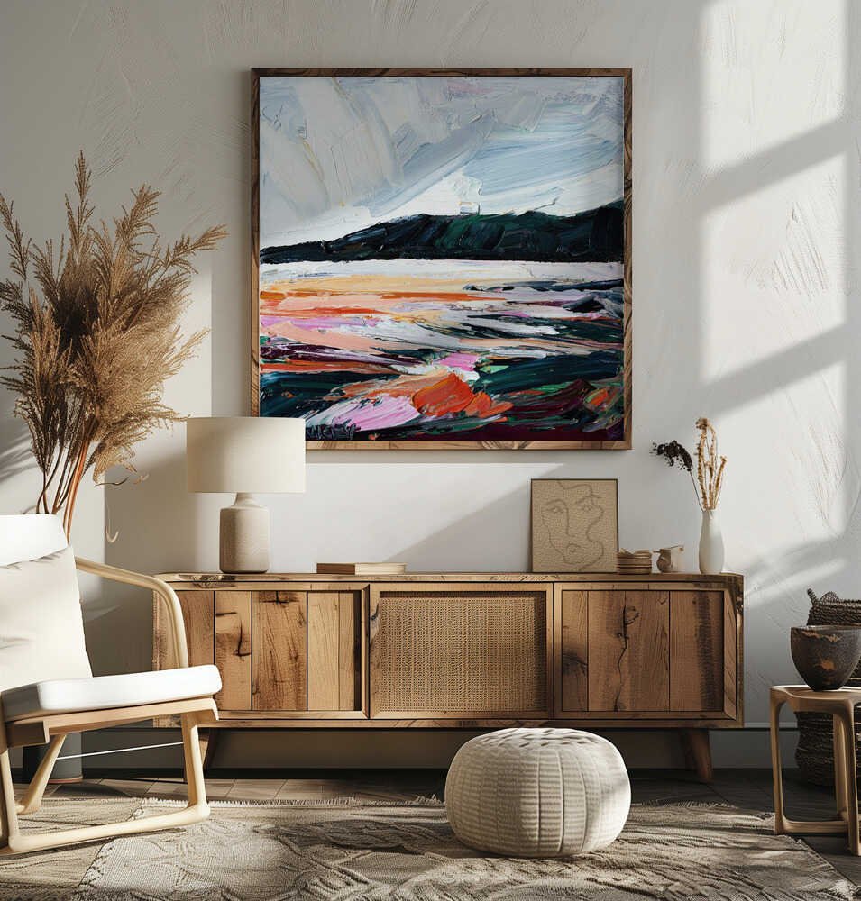 Colorful Textured Seascape - Square Stretched Canvas, Poster or Fine Art Print by Angela Hawkey - I Heart Wall Art - Poster Print, Canvas Print or Framed Art Print