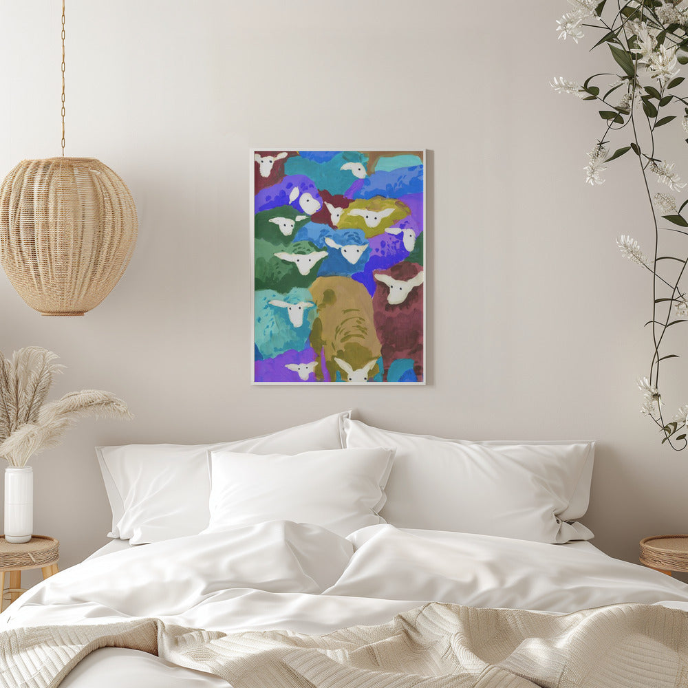 Colorful Sheep Cocktail seaside - Stretched Canvas, Poster or Fine Art Print I Heart Wall Art