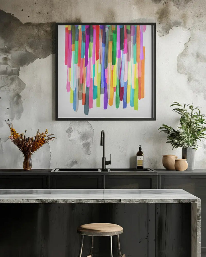 Colorful Stripes 4 - Square Stretched Canvas, Poster or Fine Art Print I Heart Wall Art