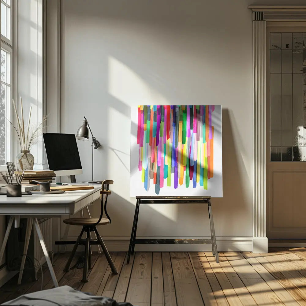 Colorful Stripes 4 - Square Stretched Canvas, Poster or Fine Art Print I Heart Wall Art