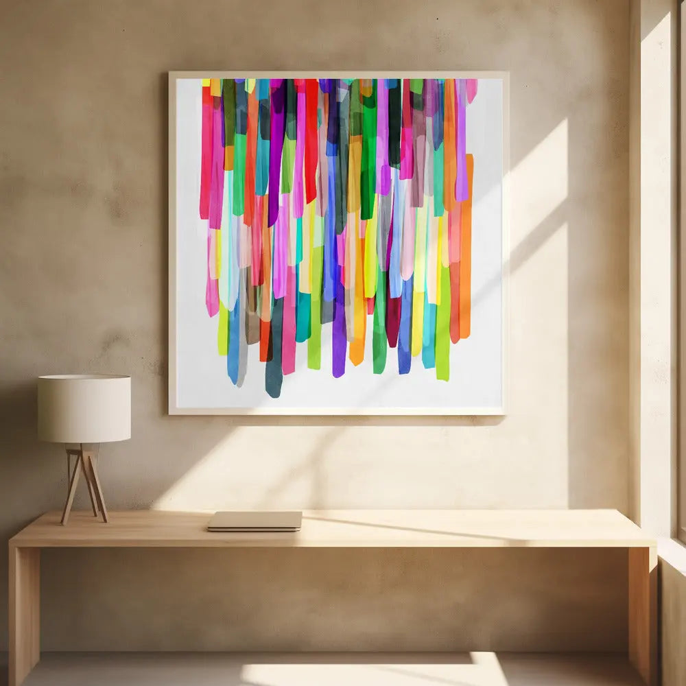 Colorful Stripes 4 - Square Stretched Canvas, Poster or Fine Art Print I Heart Wall Art