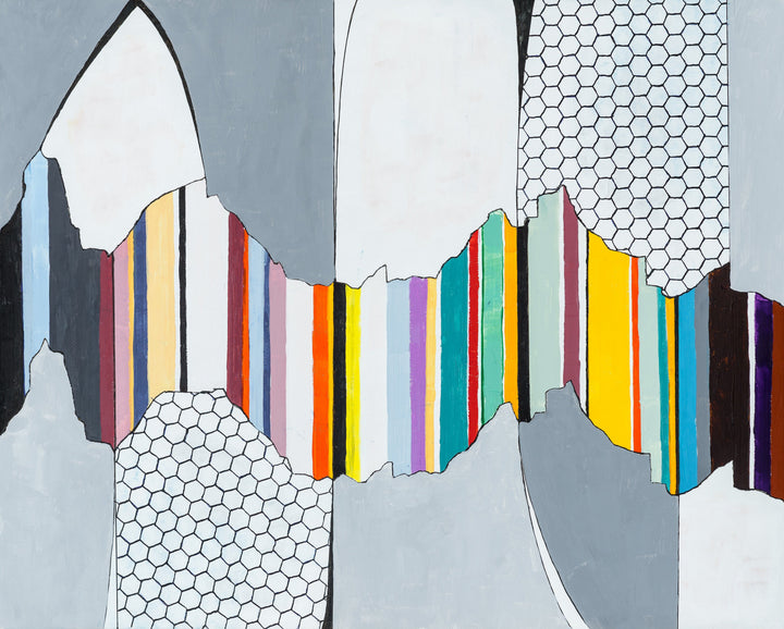 Colour Canyon - Grey Contemporary Colour Abstract Stretched Canvas Print - I Heart Wall Art