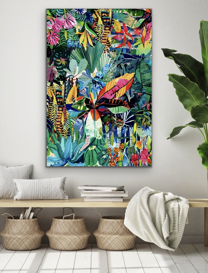 Colour Jungle - Abstract Colourful Monstera Jungle Original Artwork Canvas Print - I Heart Wall Art