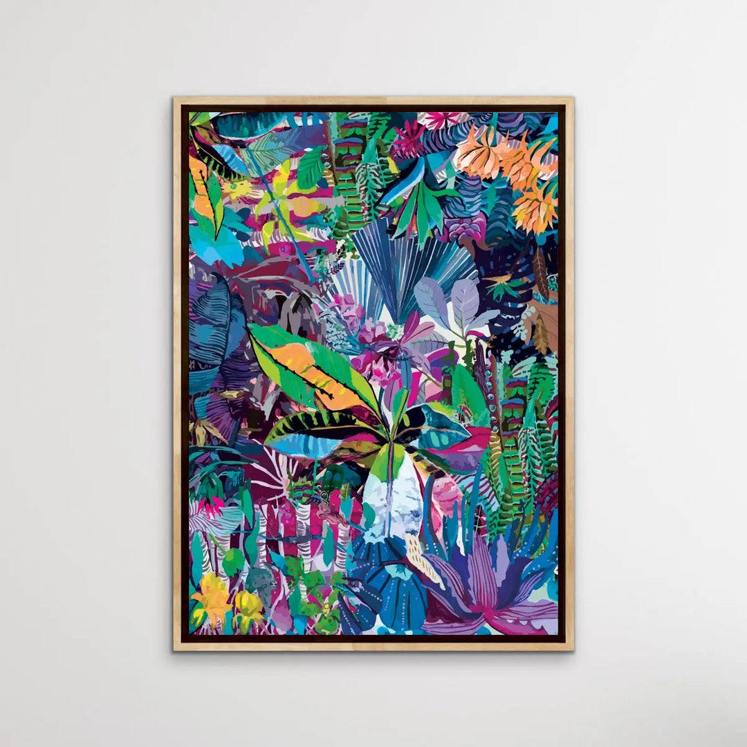 Colour Jungle In Blue and Purple -  Colourful Jungle Canvas or Art Print - I Heart Wall Art