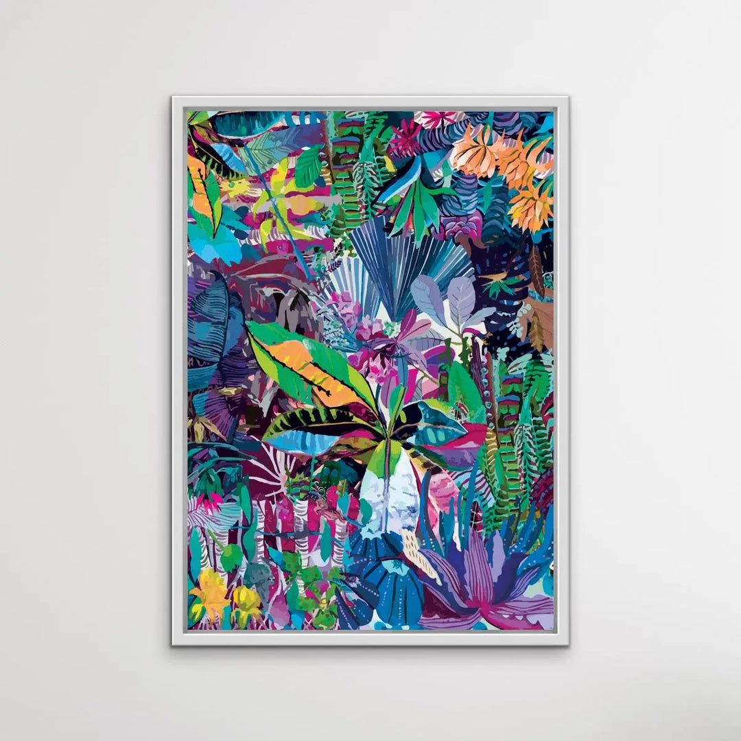 Colour Jungle In Blue and Purple -  Colourful Jungle Canvas or Art Print - I Heart Wall Art