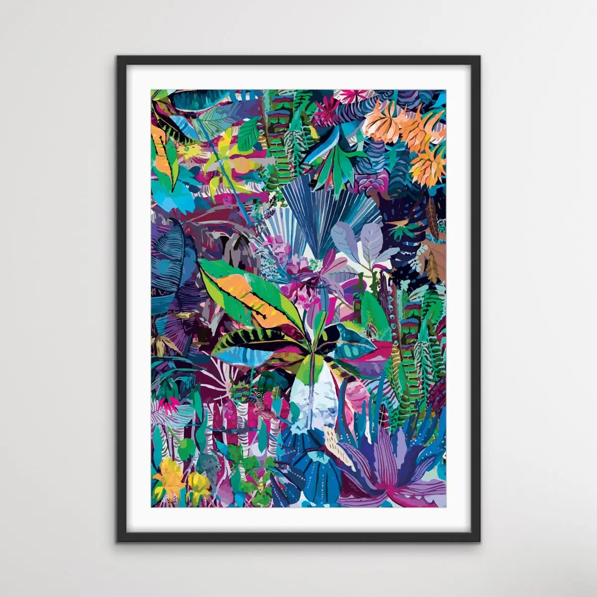 Colour Jungle In Blue and Purple -  Colourful Jungle Canvas or Art Print - I Heart Wall Art
