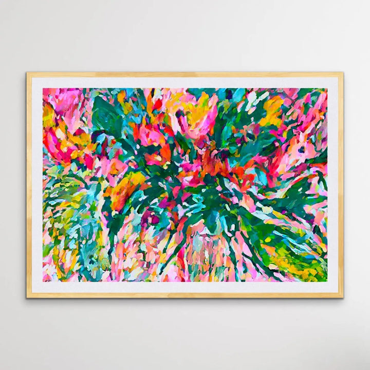Colourflora - Colourful Abstract Floral Print on Canvas or Paper - I Heart Wall Art