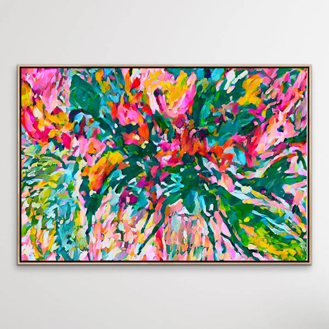 Colourflora - Colourful Abstract Floral Print on Canvas or Paper - I Heart Wall Art