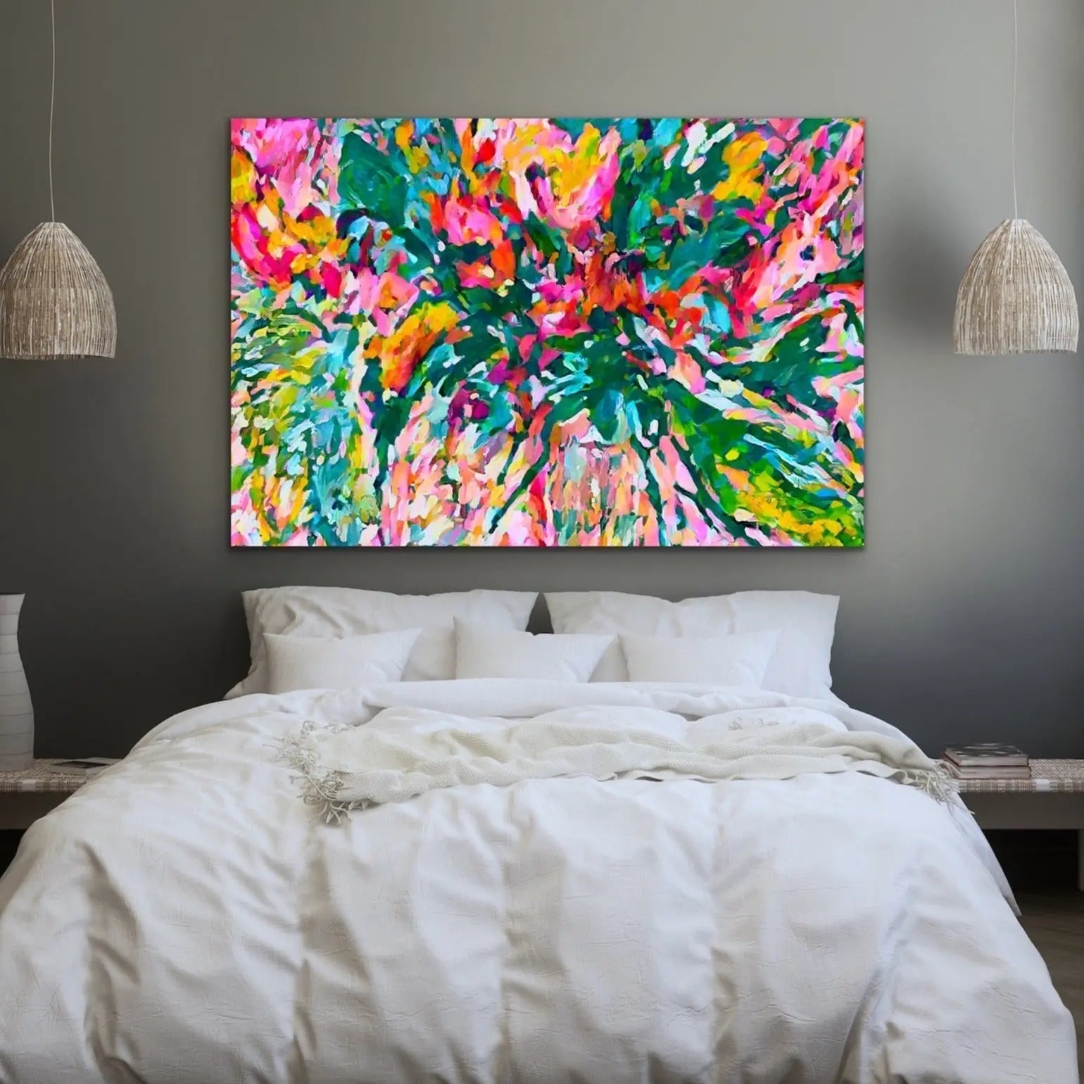 Colourflora - Colourful Abstract Floral Print on Canvas or Paper - I Heart Wall Art