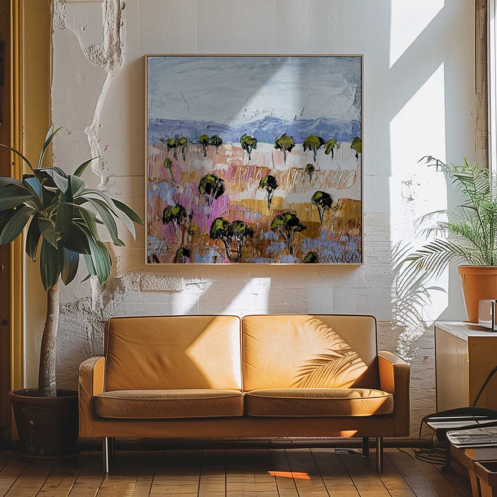 Colourful Land - Square Stretched Canvas, Poster or Fine Art Print by Angela Hawkey - I Heart Wall Art - Poster Print, Canvas Print or Framed Art Print