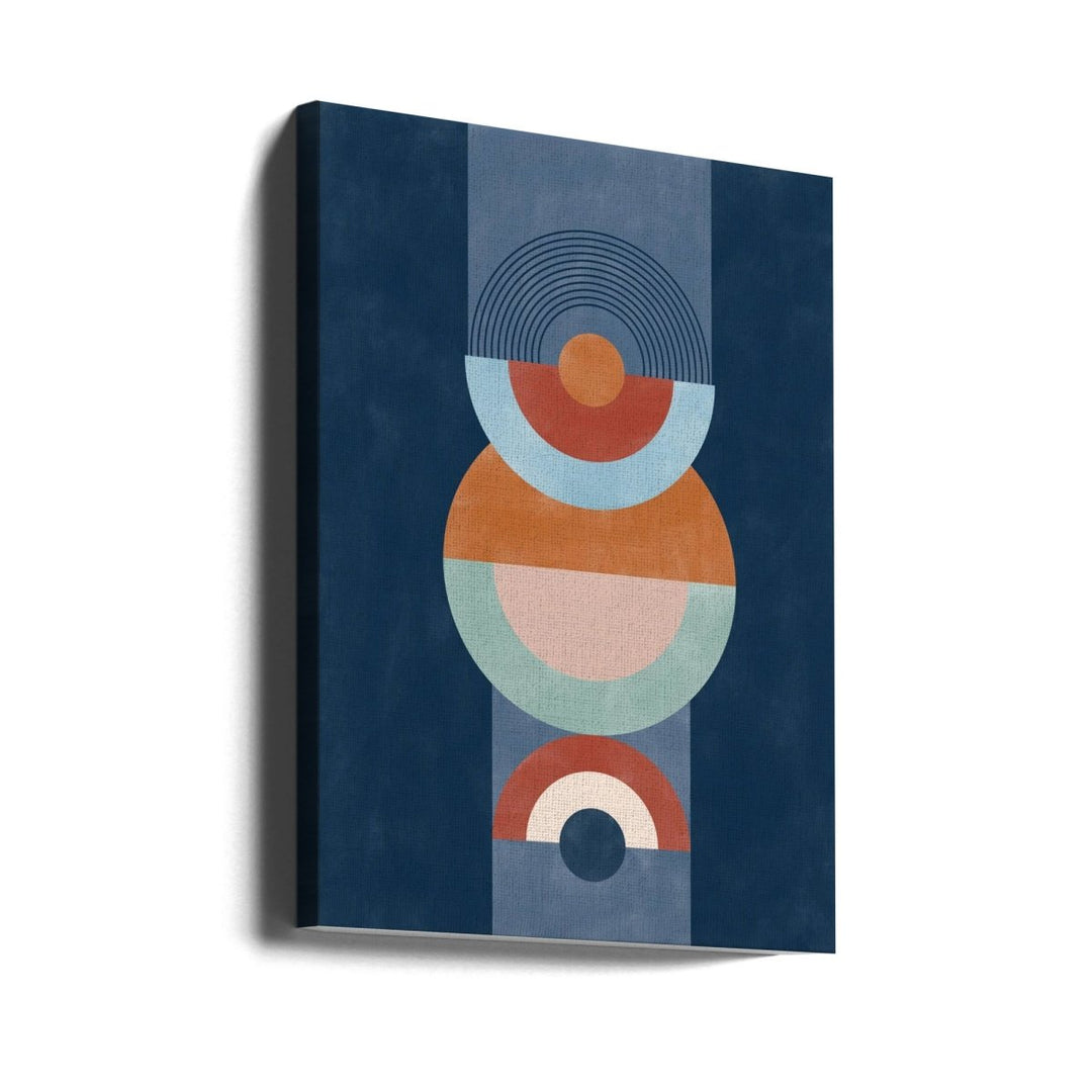Concentric Circles And Semi - Circles In Blue - Stretched Canvas, Poster or Fine Art Print - I Heart Wall Art - Poster Print, Canvas Print or Framed Art Print