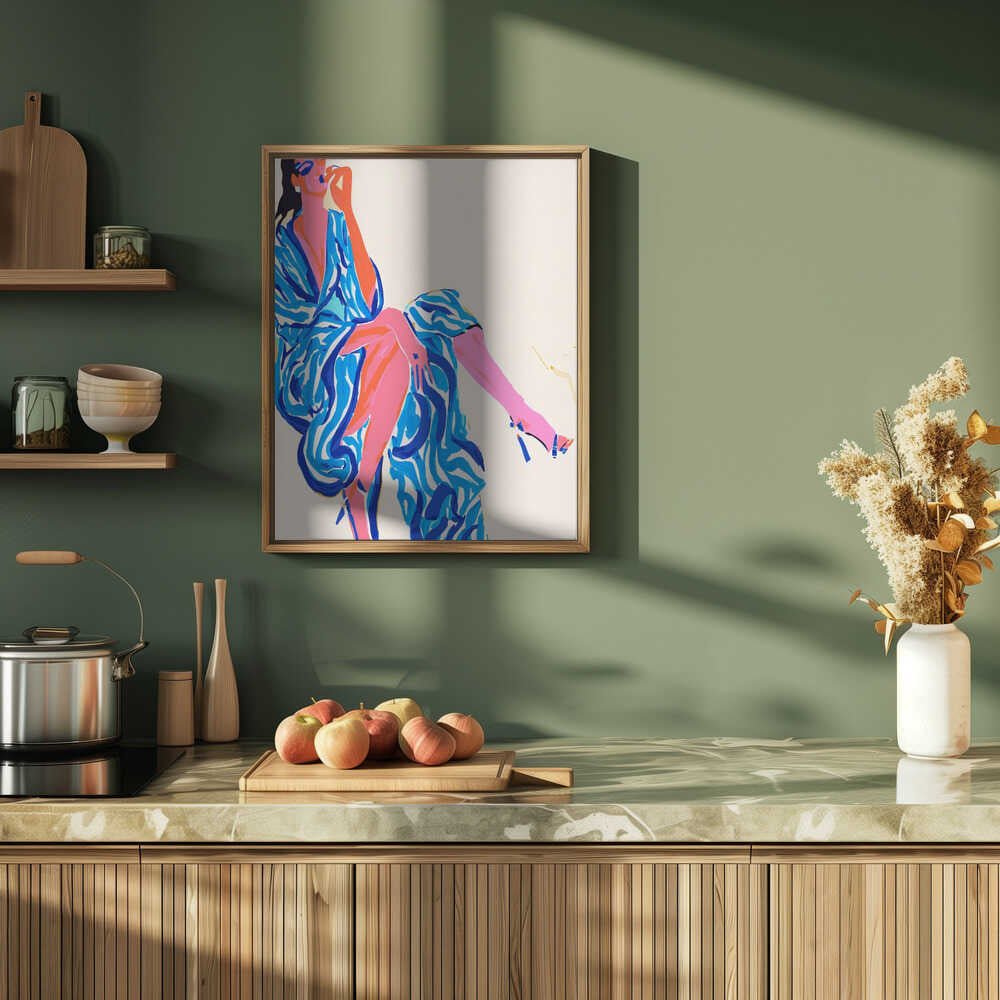 Confident Blue Fashion - Stretched Canvas, Poster or Fine Art Print - I Heart Wall Art - Poster Print, Canvas Print or Framed Art Print
