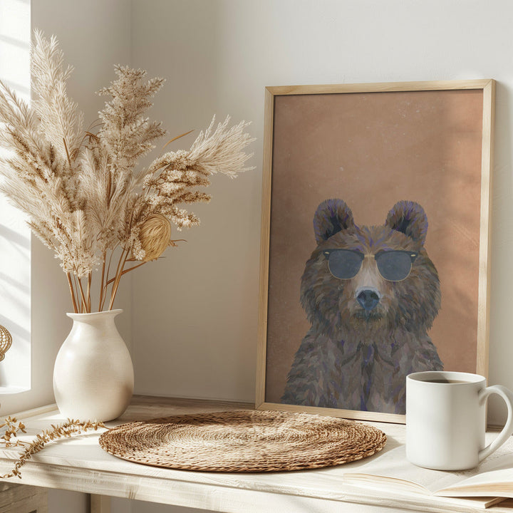 Cool Bear Portrait - Stretched Canvas, Poster or Fine Art Print I Heart Wall Art