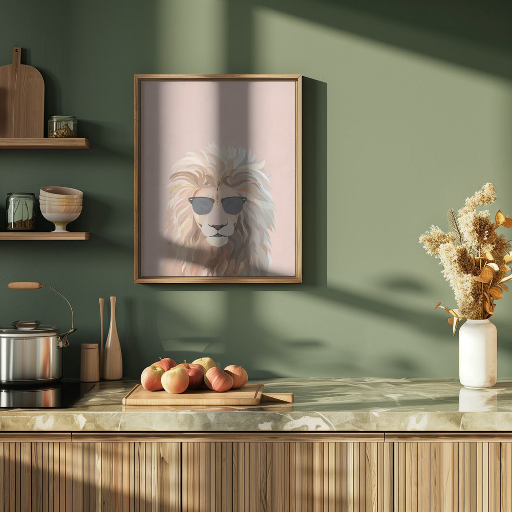 Cool cat lion - Stretched Canvas, Poster or Fine Art Print I Heart Wall Art