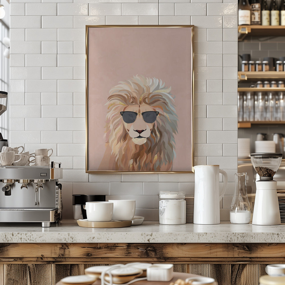 Cool cat lion - Stretched Canvas, Poster or Fine Art Print I Heart Wall Art