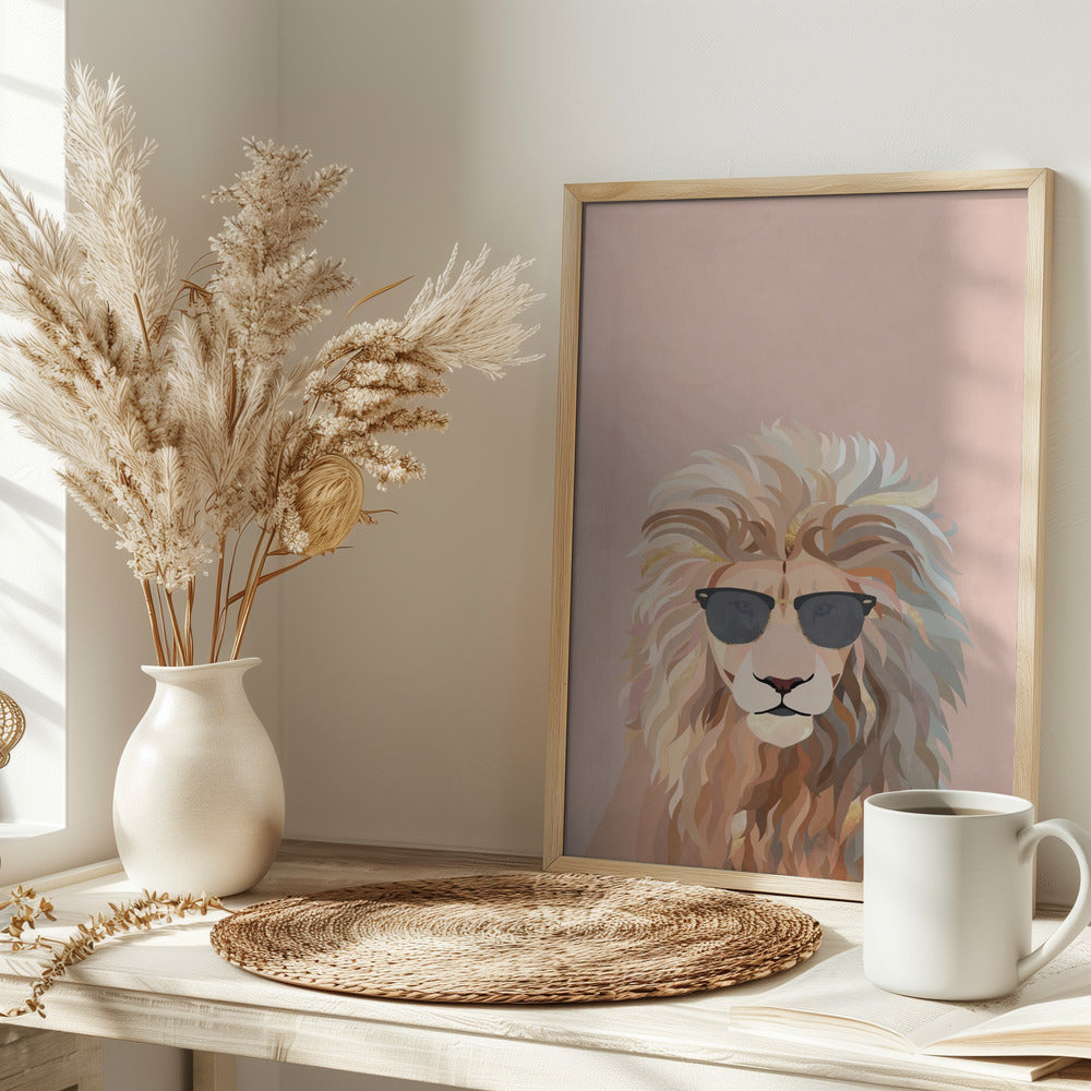 Cool cat lion - Stretched Canvas, Poster or Fine Art Print I Heart Wall Art