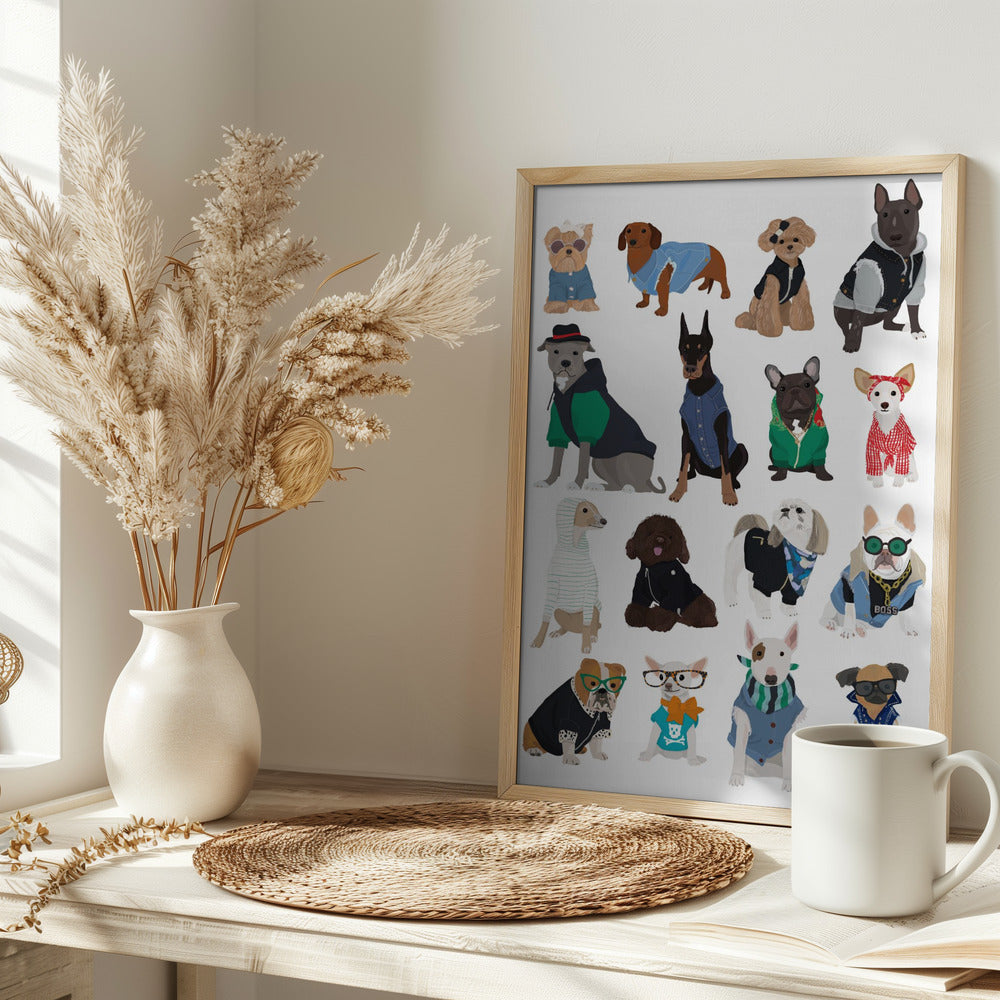 Cool Dog Print - Stretched Canvas, Poster or Fine Art Print I Heart Wall Art