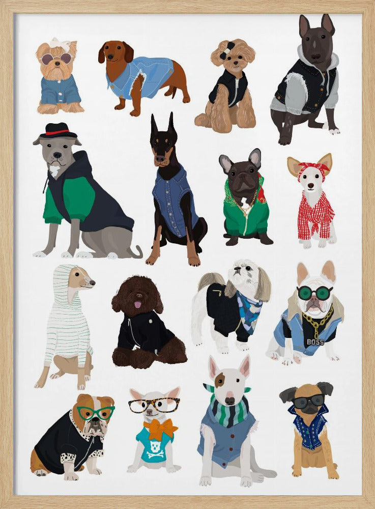 Cool Dog Print - Stretched Canvas, Poster or Fine Art Print I Heart Wall Art