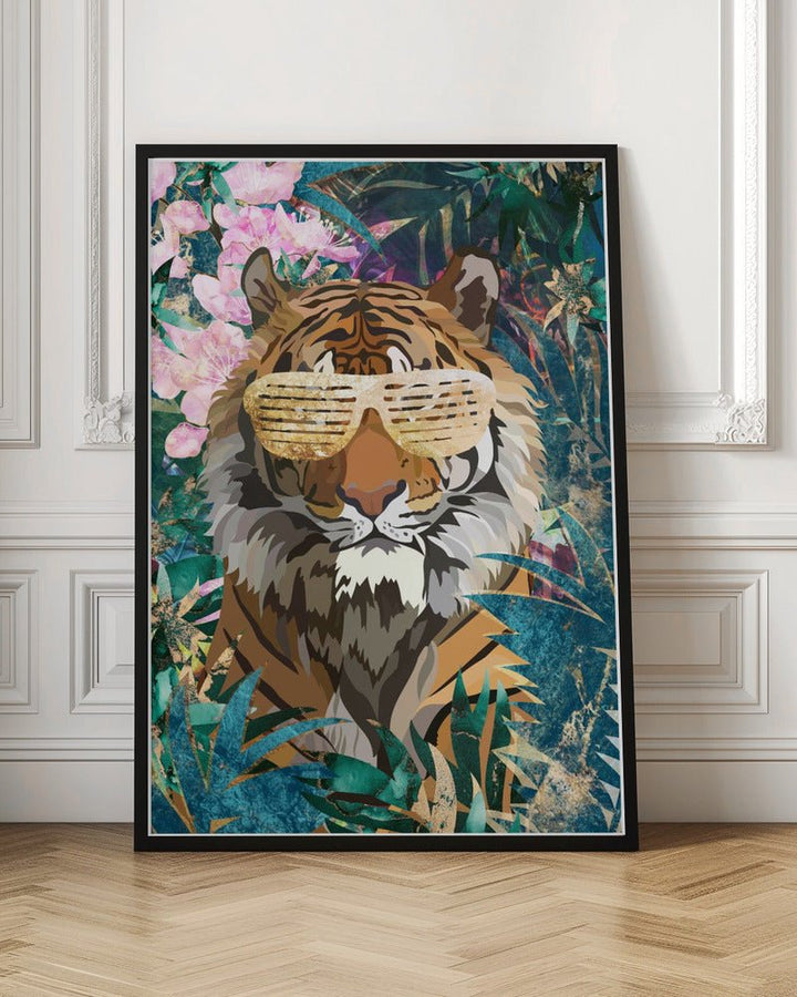 Cool Tiger Tropical Jungle - Stretched Canvas, Poster or Fine Art Print - I Heart Wall Art - Poster Print, Canvas Print or Framed Art Print