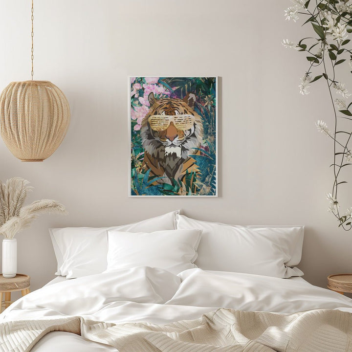 Cool Tiger Tropical Jungle - Stretched Canvas, Poster or Fine Art Print - I Heart Wall Art - Poster Print, Canvas Print or Framed Art Print