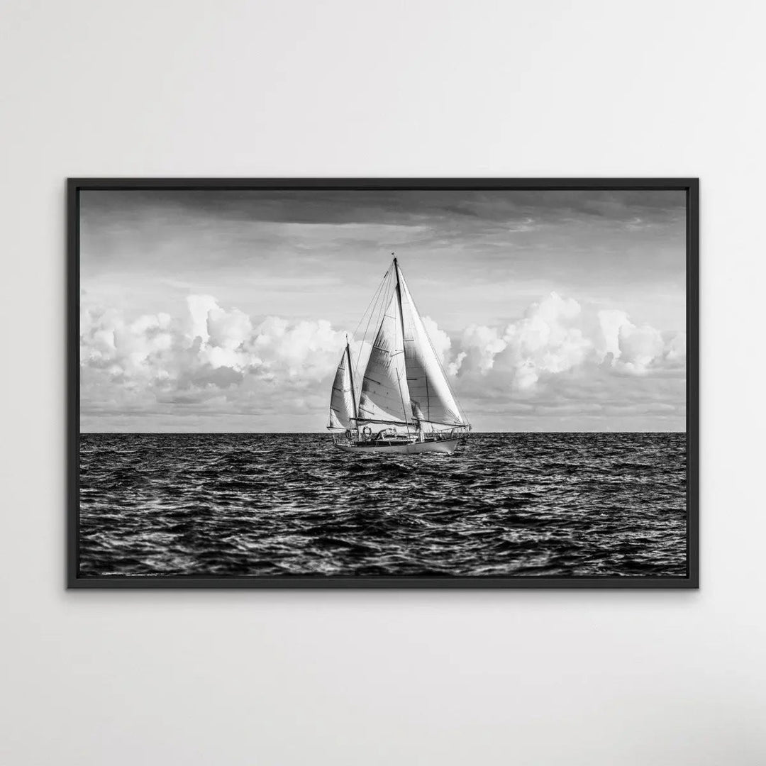 Copy of A Day On the Ocean - Black and White Yacht Sailing Photographic Canvas or Art Print I Heart Wall Art Australia 